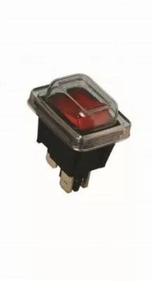 Interrupteur � encastrer bipolaire blanc lumineux ON-OFF, bascule rouge,15x21x23mm, d�coupe 19x13mm, 250V 1A, cosses plates 4,8m