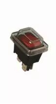 Interrupteur à encastrer bipolaire blanc lumineux ON-OFF, bascule verte,15x21x23mm, découpe 19x13mm, 250V 1A, cosses plates 4,8m