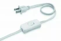 Cordon 1,5 mètres avec fiche 2 pôles US, interrupteur à main à bascule à 1m de la fiche, câble SPT2 AWG18, blanc (144028)