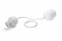 Suspension complète blanche E27 mi-filetée 100W, câble rond 60cm 2x0,75mm², avec bague 57x12mm, et boitier de connexion (144414)