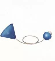 Suspension complète transparent bleu E27 mi-filetée 60W, câble rond 80cm 2x0,75mm², avec bague 57x12mm, et domino (144425)