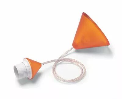 Suspension compl�te transparent orange E27 mi-filet�e 60W, c�ble rond 80cm 2x0,75mm�, avec bague 57x12mm, et domino (144426)