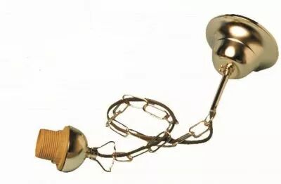 Suspension avec chaine laitonn�e E27 mi-filet�e 100W, c�ble rond 70cm 2x0,75mm�, avec bague 57x12mm, et boitier de connexion (14