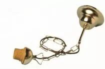 Suspension avec chaine laitonnée E27 mi-filetée 100W, câble rond 70cm 2x0,75mm², avec bague 57x12mm, et boitier de connexion (14