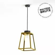 Suspension Lampiok 2 N°2 Laiton brut - Gris noir Diffuseur opale (178004072)