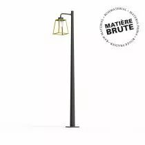 Lampadaire Lampiok 2 N°4 Laiton brut - Gris noir Diffuseur opale (178012072)