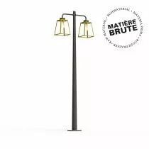 Lampadaire Lampiok 2 N°5 Laiton brut - Gris noir Diffuseur opale (178014072)