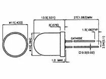 Led superlumineuse rouge transparente 10mm 350mcd (L-813SRD-C)