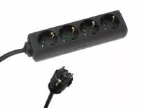 Multiprise 4 prises avec gaine thermor&eacute;tractable - 3g2.5 - c&acirc;ble de 5 m - noir - mise &agrave; la terre (EB4STB25-5HQ-G)