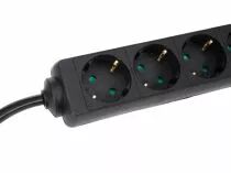 Multiprise 4 prises avec gaine thermor&eacute;tractable - 3g2.5 - c&acirc;ble de 5 m - noir - mise &agrave; la terre (EB4STB25-5HQ-G)