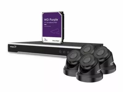 Kit vid�osurveillance ip 4 mp - enregistreur nvr 8 canaux - 4 x cam�ra d�me ip noire - 3 to hd - c�bles (CCTVPROM23)