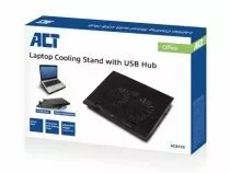 Support pour ordinateur portable, avec ventilateur, hauteur r&eacute;glable en 2 positions, hub 4 ports (ACTAC8105)