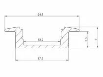 Profil&eacute; led encastr&eacute; slimline 7 mm, anodis&eacute; en argent, en aluminium - 3 m&egrave;tres (AL-RSL7-3)