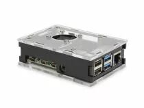 Bo&icirc;tier transparent avec dissipateurs thermiques et ventilateur pour raspberry pi 4 (WPA507)