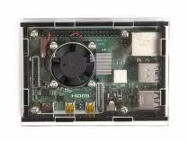 Bo&icirc;tier transparent avec dissipateurs thermiques et ventilateur pour raspberry pi 4 (WPA507)