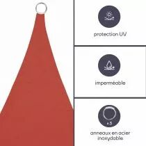 Voile solaire - triangle - 3.6 x 3.6 x 3.6 m - couleur : terracotta (GSS3360TR)