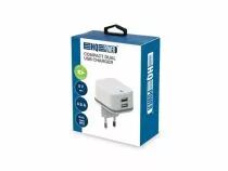 Chargeur compact avec 2 connexions usb - 5 v - 4.8 a max. - 24 w. max. - blanc (PSS6EUSB40W)
