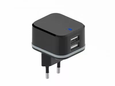 Chargeur compact avec 2 connexions usb - 5 v - 4.8 a max. - 24 w. max. - noir (PSS6EUSB40B)