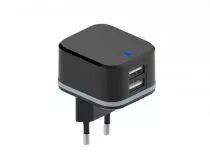 Chargeur compact avec 2 connexions usb - 5 v - 4.8 a max. - 24 w. max. - noir (PSS6EUSB40B)