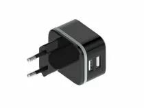 Chargeur compact avec 2 connexions usb - 5 v - 4.8 a max. - 24 w. max. - noir (PSS6EUSB40B)