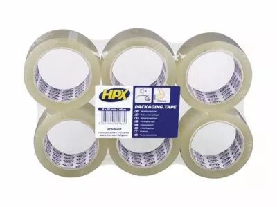 Ruban d'emballage pack de 6 rouleaux - transparent 50mm x 66m (HPXVT5066P)