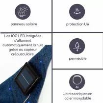 Voile solaire led - ciel &eacute;toil&eacute; - triangulaire - 3.6 x 3.6 x 3.6 m - bleu fonc&eacute; (GSS36MLEDSKY)