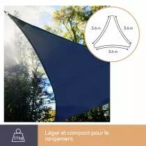 Voile solaire led - ciel &eacute;toil&eacute; - triangulaire - 3.6 x 3.6 x 3.6 m - bleu fonc&eacute; (GSS36MLEDSKY)