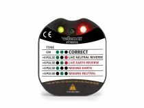 Testeur de tension et de terre pour prise murale - cat ii - 230 v - indication par led et buzzer - type e/f (france/allemagne) (
