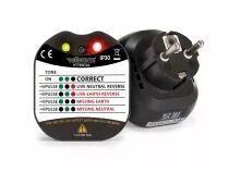 Testeur de tension et de terre pour prise murale - cat ii - 230 v - indication par led et buzzer - type e/f (france/allemagne) (