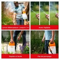 Pulv&eacute;risateur &agrave; pression avec batterie rechargeable - 6 l (DTB10002)