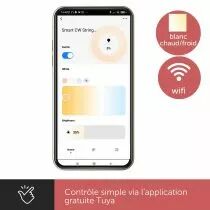 Tuya led - 15 m - 15 lampes blanches - c&agrave;ble noir - smart (V-TUYA-15-WWCW)