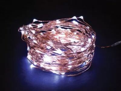 Microlight led - 12 m - 120 lampes blanches - fil de cuivre - 7.5v (MC-LED-12-120-W)