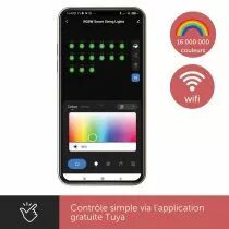 Tuya led - 15 m - 15 lampes multicolores - c&agrave;ble noir - smart (V-TUYA-15-RGBW)