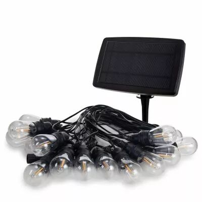 Solar led - 15 m - 15 lampes blanc chaud - c�ble noir (V-SOLAR-15-WW)