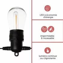 Solar led - 15 m - 15 lampes blanc chaud - c&agrave;ble noir (V-SOLAR-15-WW)