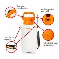 Pulv&eacute;risateur &agrave; pression avec batterie rechargeable - 8 l (DTB10001)