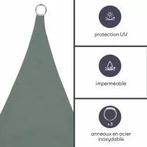 Voile solaire - triangle - 5 x 5 x 5 m - couleur : gris vert (GSS3500GG)