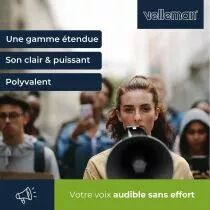 M&eacute;gaphone puissant de 50w, sir&egrave;ne int&eacute;gr&eacute;e, enregistrement, r&eacute;glage du volume, lecture bluetooth, microphone &agrave; main et prise mp3