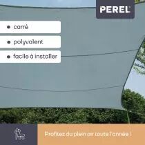 Voile solaire - carr&eacute; - 3.6 x 3.6 m - couleur : gris ardoise clair (GSS4360BG)
