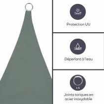 Voile solaire - carr&eacute; - 3.6 x 3.6 m - couleur : gris vert (GSS4360GG)