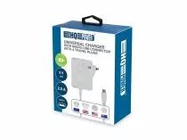 Chargeur universel avec connexion micro usb - 5 vcc - 2.5 a - avec 4 fiches de voyage (PSS6EUSB38WT)