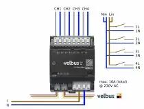 Module relais &agrave; quatre canaux avec sorties de tension (VMB4RYLD-20)