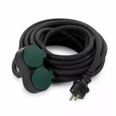 Rallonge �lectrique avec 2 prises - usage ext�rieur - 10 m - noir - 3g2.5 - terre allemande (EGEC25210G)