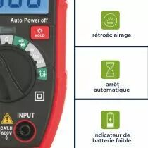 Petit multim&egrave;tre num&eacute;rique robuste - cat iii - 600 v - 7 fonctions (DVM005)