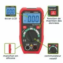 Petit multim&egrave;tre num&eacute;rique robuste - cat iii - 600 v - 7 fonctions (DVM005)