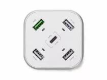 Station usb smart avec 3 x usb + 1 x usb fast charge qc 3.0 + 1 x sorties type-c - max. 9,6 a - max. 48 w - blanc (PSS6EUSB43)