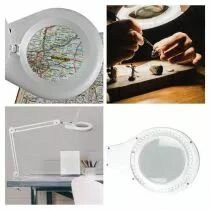 Lampe de travail de bureau &agrave; led avec loupe - 8 dioptries - 8 w - 60 led - blanc (VTLLAMP4WN)