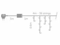 Rana led  - 4 x 0.6 m - 144 led - blanc - c&acirc;ble transparent - modulateur - 24 v (V-RAN-4X0.6-A-24V-CW-TW)