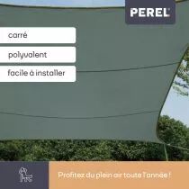 Voile solaire - carr&eacute; - 5 x 5 m - couleur : gris vert (GSS4500GG)