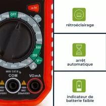 Multim&egrave;tre num&eacute;rique compact et antichoc - cat iii - 600 v - 5 fonctions (DVM010)